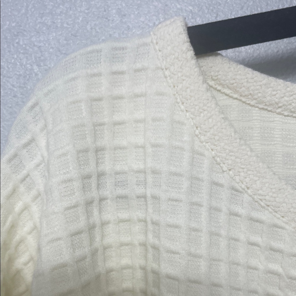 Max Studio Textured Cream Short Sleeve Top XL - Picture 5 of 8